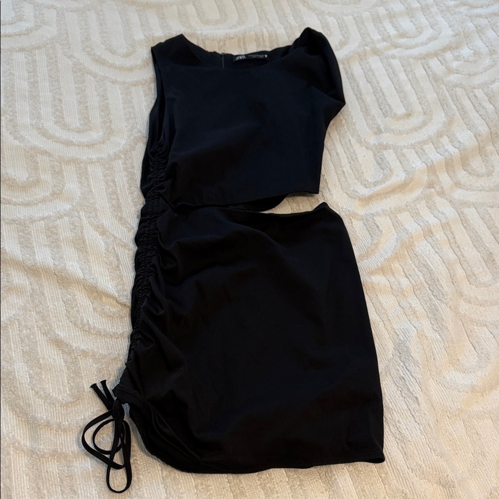 Zara Black Mini Dress with Waist Cutout